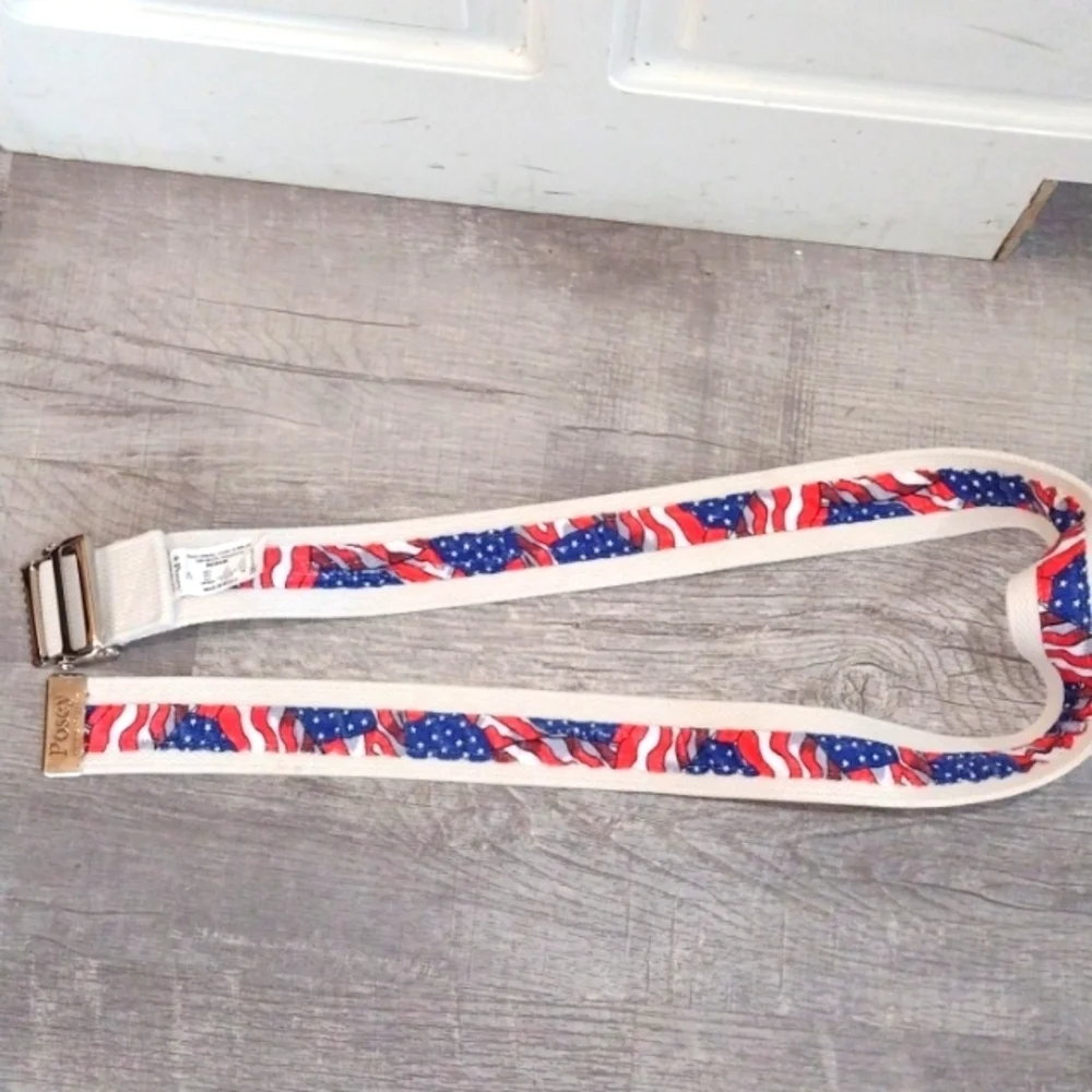 Posey American Flag Stars and Stripes Mens Gait Belt with Nickel Buckle